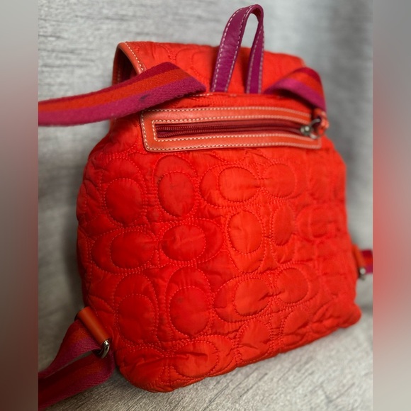 Coach - Vintage 2004 Orange Quilted Nylon & Leather Coach Mini Backpack With COA - Picture 4 of 11